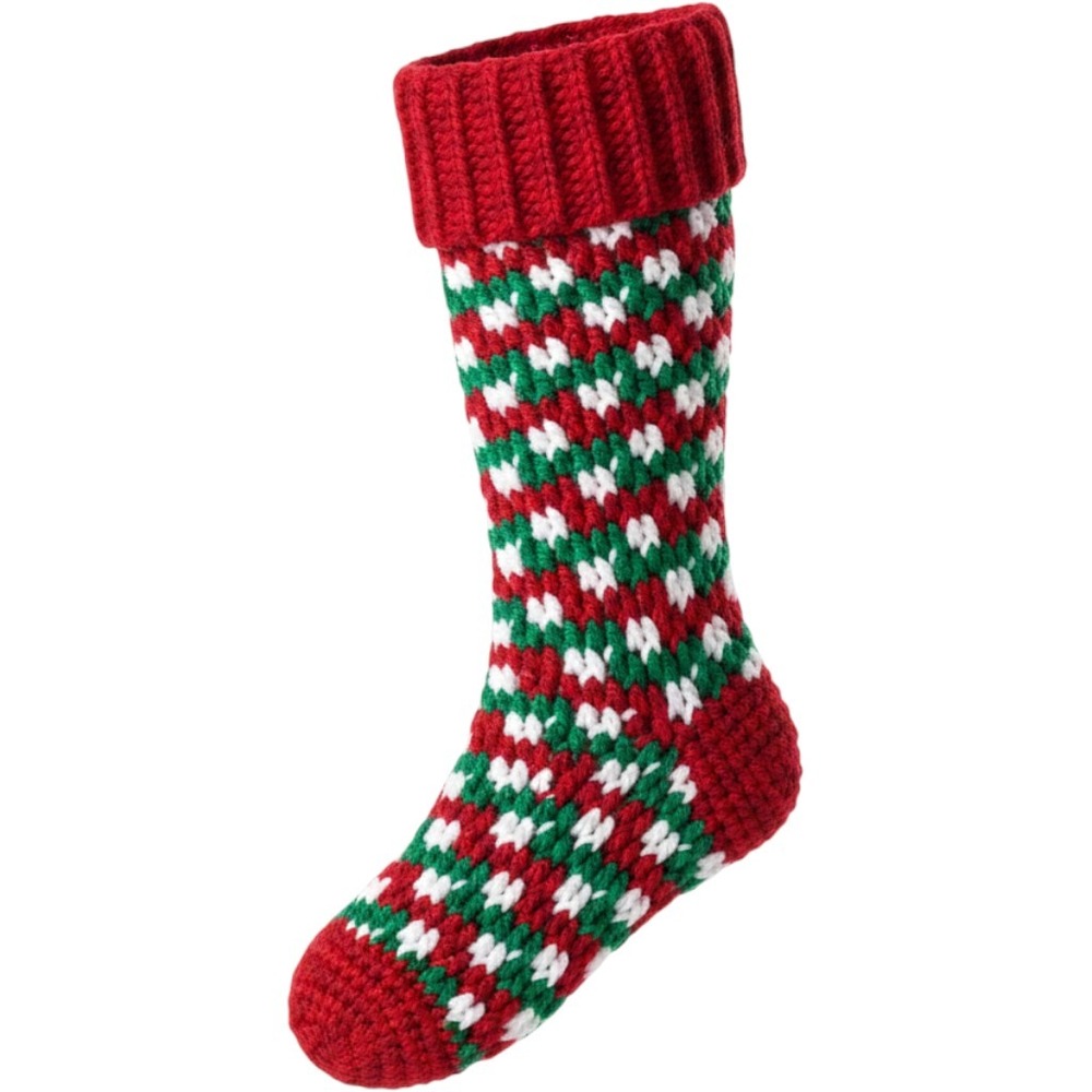 Home Made Christmas Stocking Red‎ Green White Festive Holiday Knit